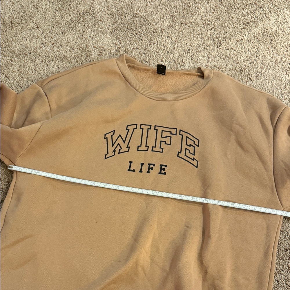 SHEIN Tan 'Wife Life' Crew Neck Sweater - Picture 6 of 10